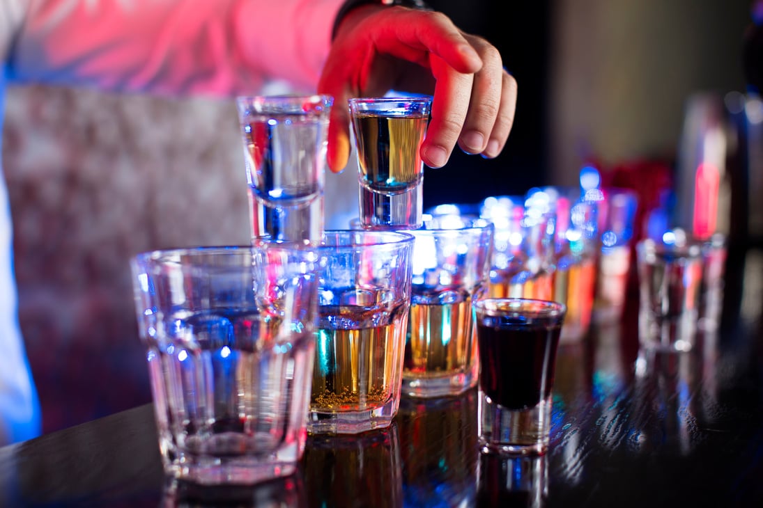 Bartender mixing drinks